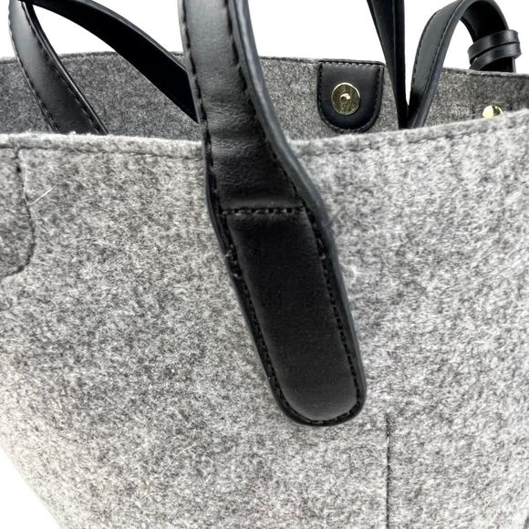 Emma Fox Gray & Black Felt Tote Shoulder Bag Purse Handbag Pockets - Picture 8 of 15